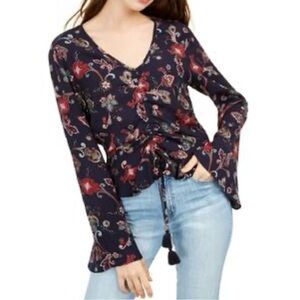 New•Gypsies & Moondust Juniors Ruched Front Navy Top L juniors/M women’s